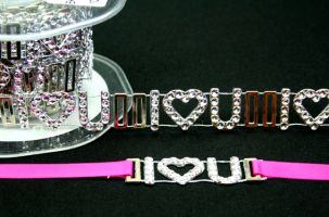 Green Tara - 18mm I Love U Silver Diamante Trim